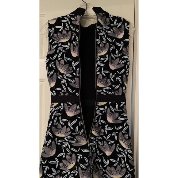 SELF-PORTRAIT Fit & Flare Dress Size UK 6 / US 2 Blue Peony Lace Stand Collar - Picture 7 of 8